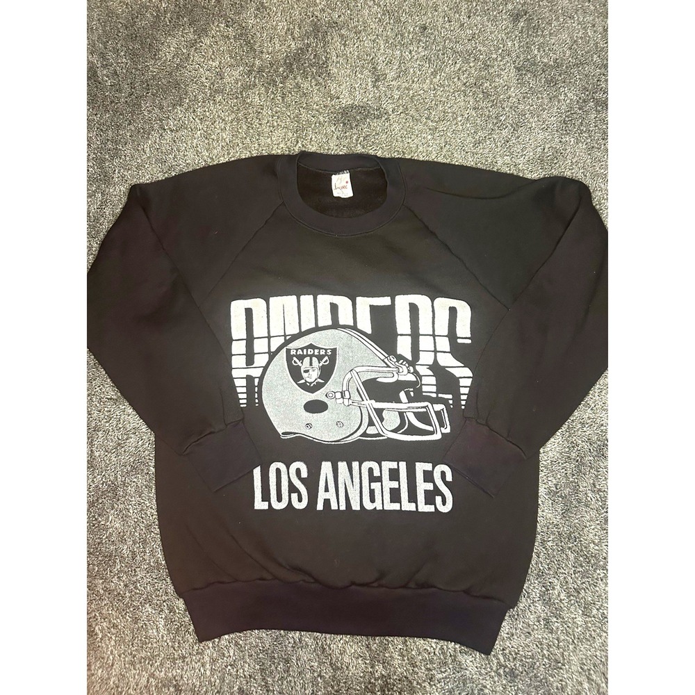 Vintage LA Raiders Sweatshirt Mens L JURL USA 3D Puff Print NFL Black 80s 90s